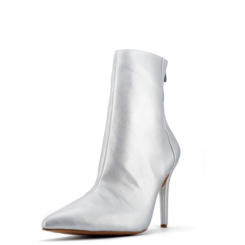 Frida Silver Pointed-Toe Bootie