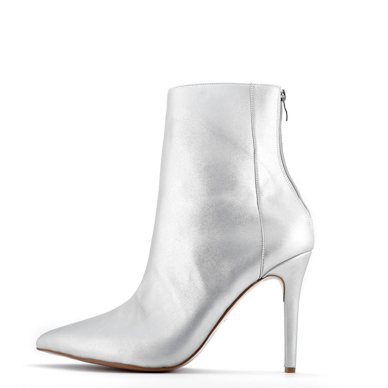 Frida Silver Pointed-Toe Bootie