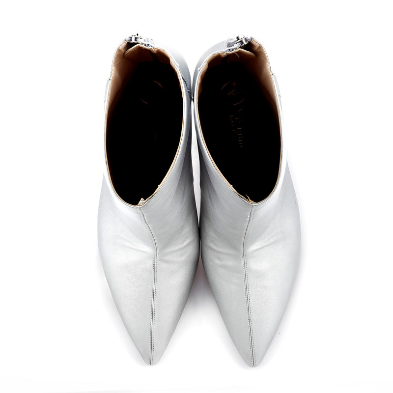 Frida Silver Pointed-Toe Bootie