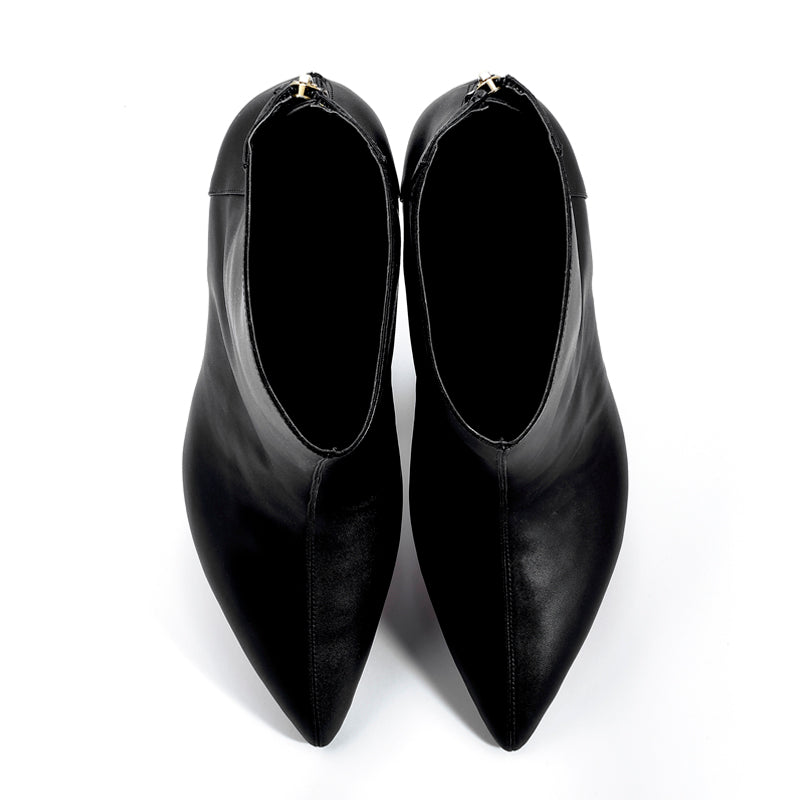Frida Black Pointed-Toe Bootie