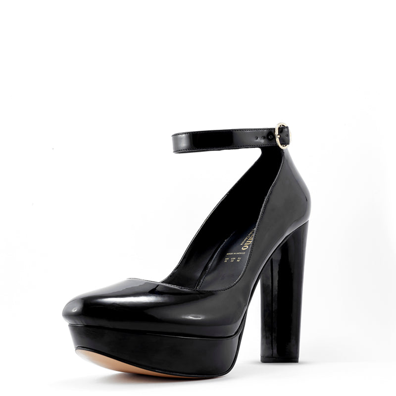 Remi Black Chunky Heel Pump