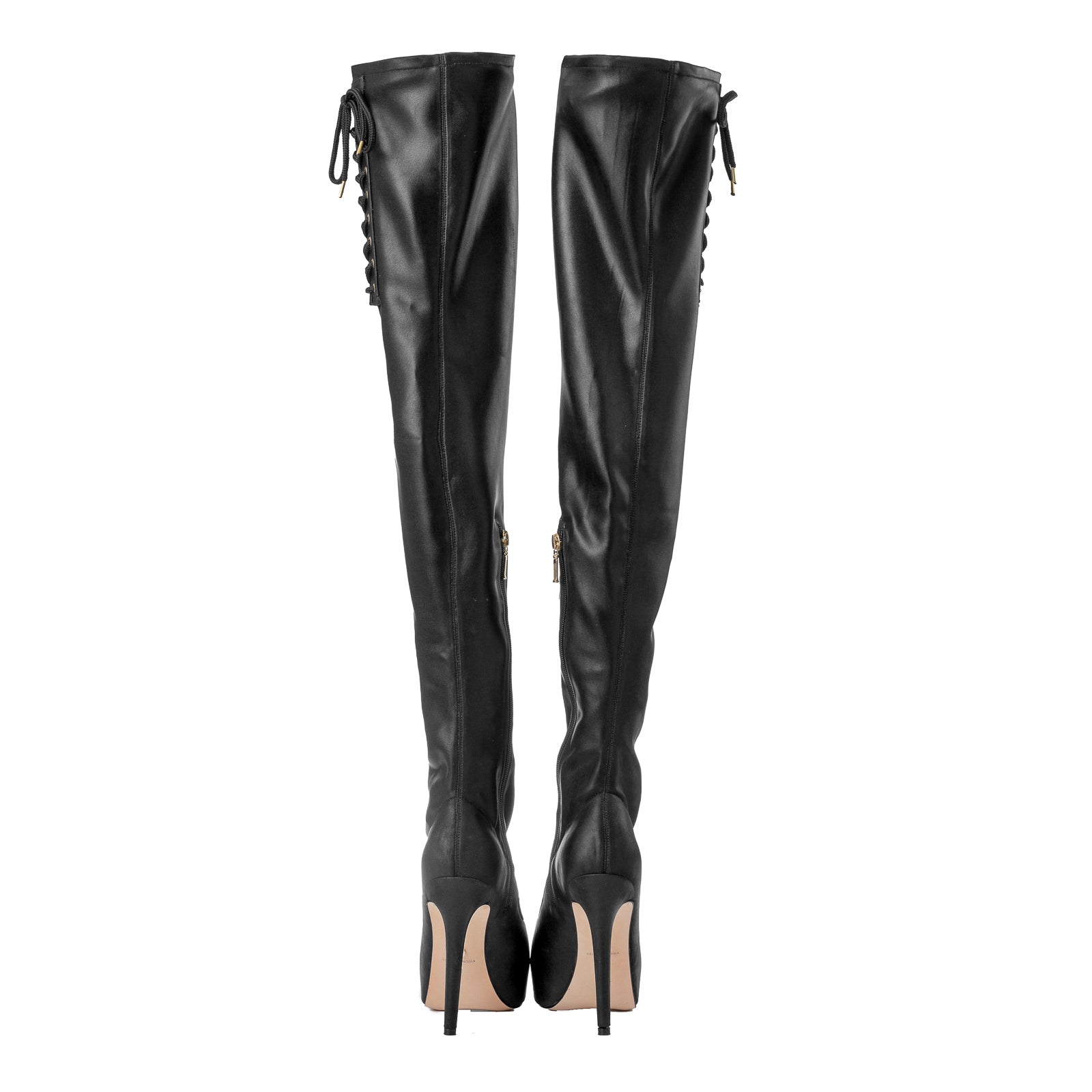 Sage | Black Thigh-High Stiletto Boots for Men & Nonbinary