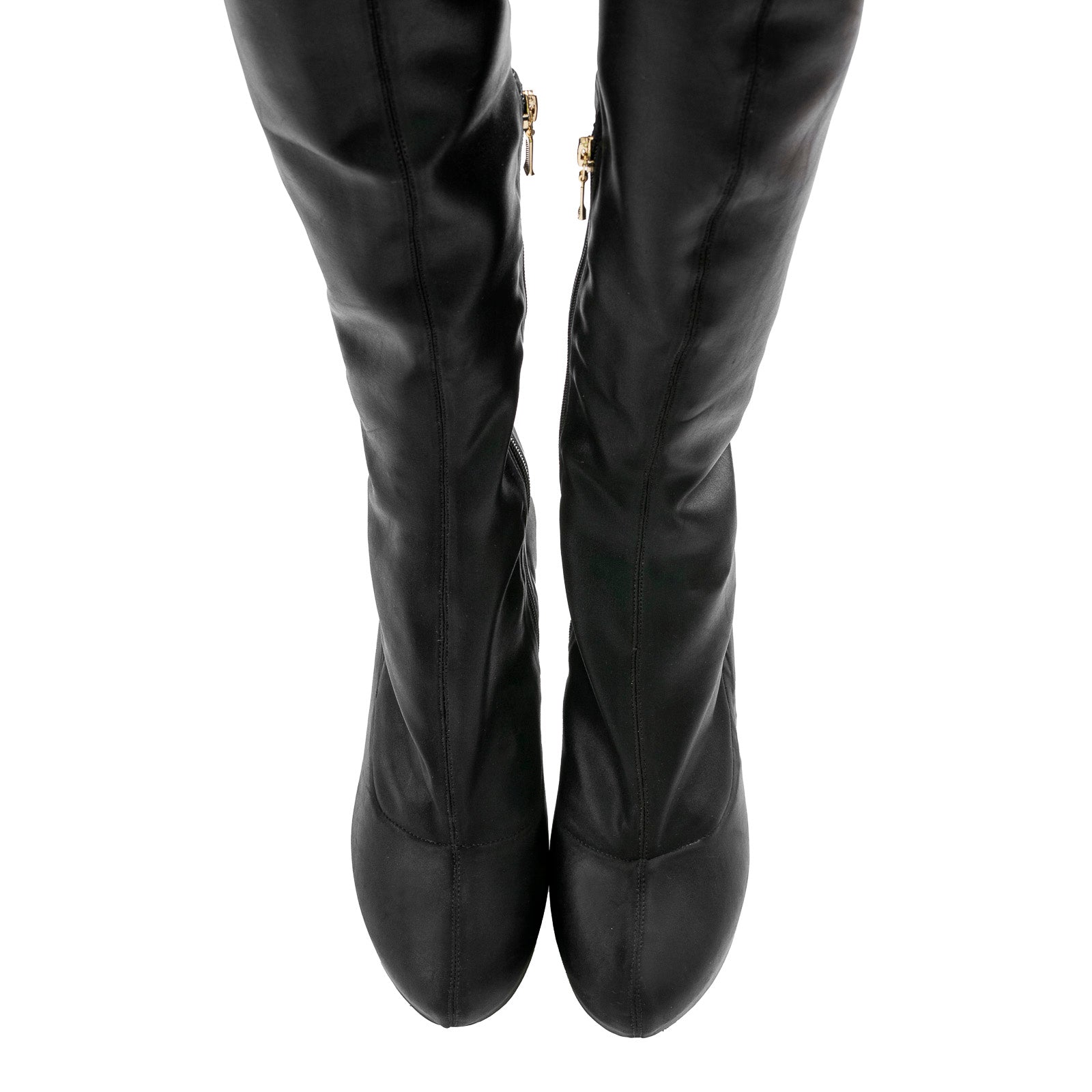 Sage | Black Thigh-High Stiletto Boots for Men & Nonbinary