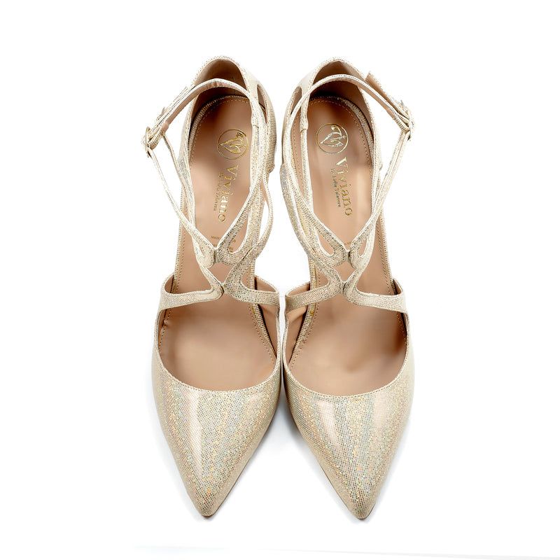 Sofia Gold Strappy Pumps